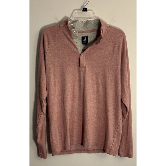 JOHNNIE-O Men's Whaling Henley Pullover XL Malibu Red Snap Sweater Lightweight - Picture 2 of 11